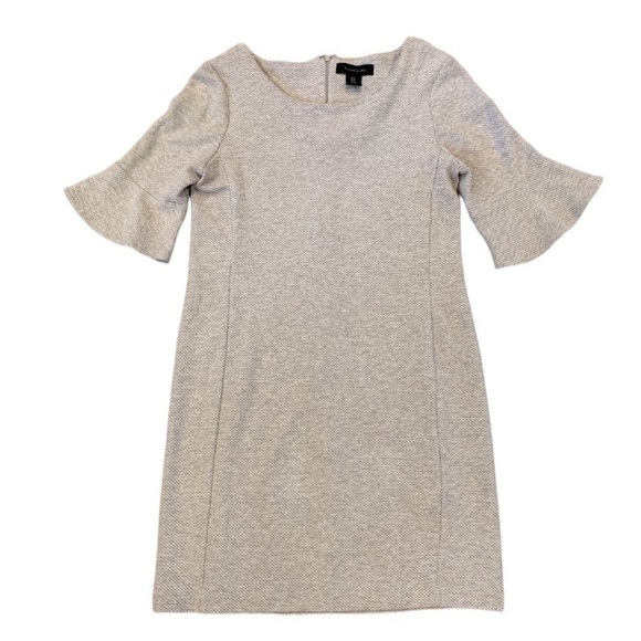 Tahari Dresses & Skirts - Tahari Womens Gray Round Neck Bell Ruffle Sleeve Dress Size 4